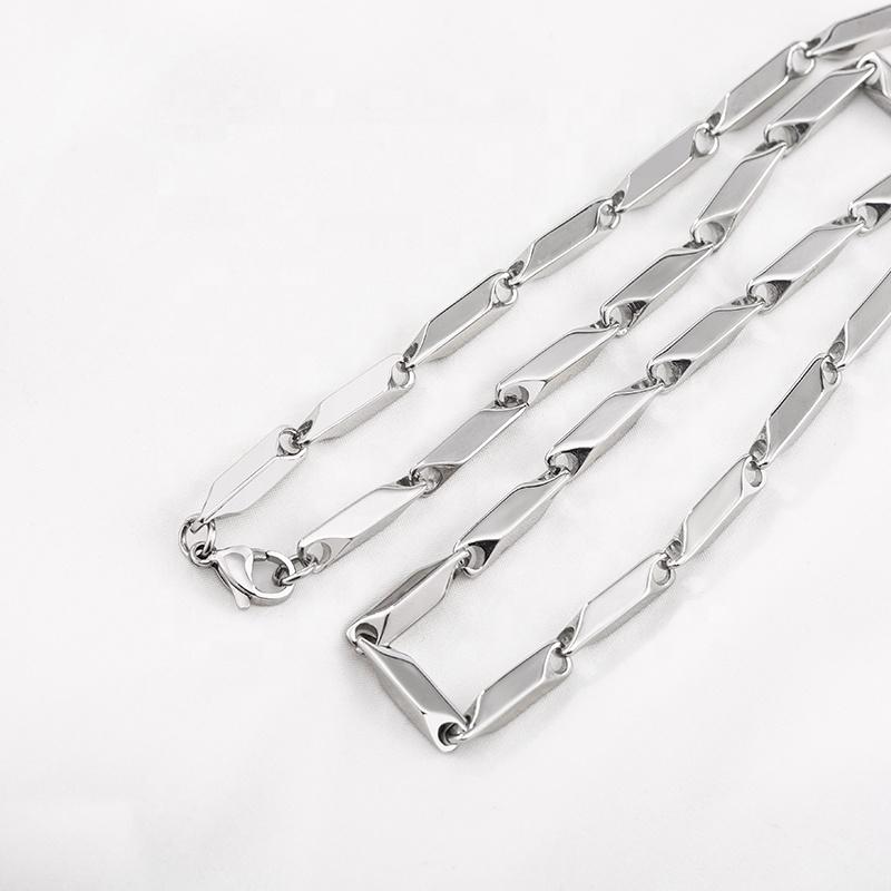 Hot Selling Punk Fashion Simple Men/Women Stainless Steel Prismatic Link Necklaces