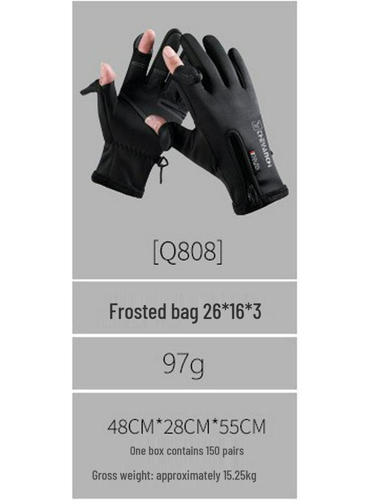 Men's Winter Windproof Waterproof Fingerless Touchscreen Cycling Gloves - Warm Fleece for Outdoor Sports