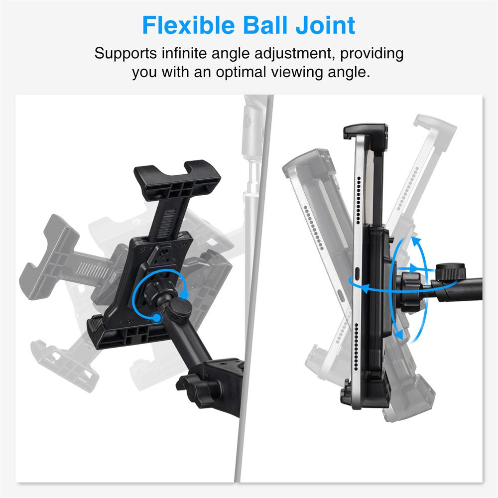 Adjustable Tablet Phone Stand Holder Clip w Magic Arm Super Clamp Tablet Holder for iPad iPhone 4.7-13.5Inch Tablets&Smartphones