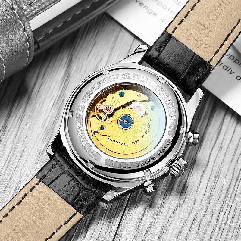 Dropshipping Carnival Stainless Steel Automatic Mechanical Watch 30M Water Resistant Men's Business Fashionable Multi-Function