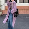 Autumn and winter new medium and long knitted cardigan women's loose lazy style commuting versatile sweater jacket