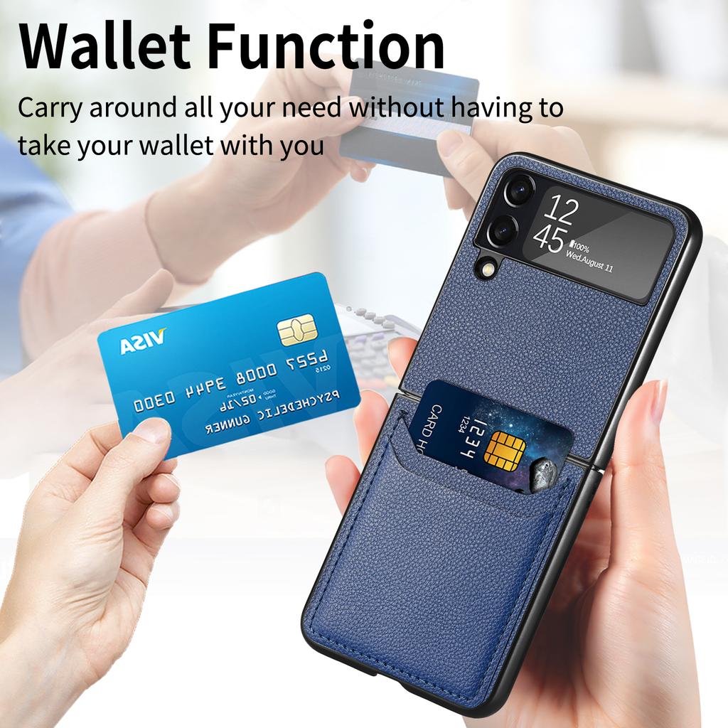 Non -Slip Card Pocket Portable Leather Case For Samsung Galaxy Z Flip4 Flip 4 Flip3 Flip 4 Zflip4 5g Mobile Phone Accessories