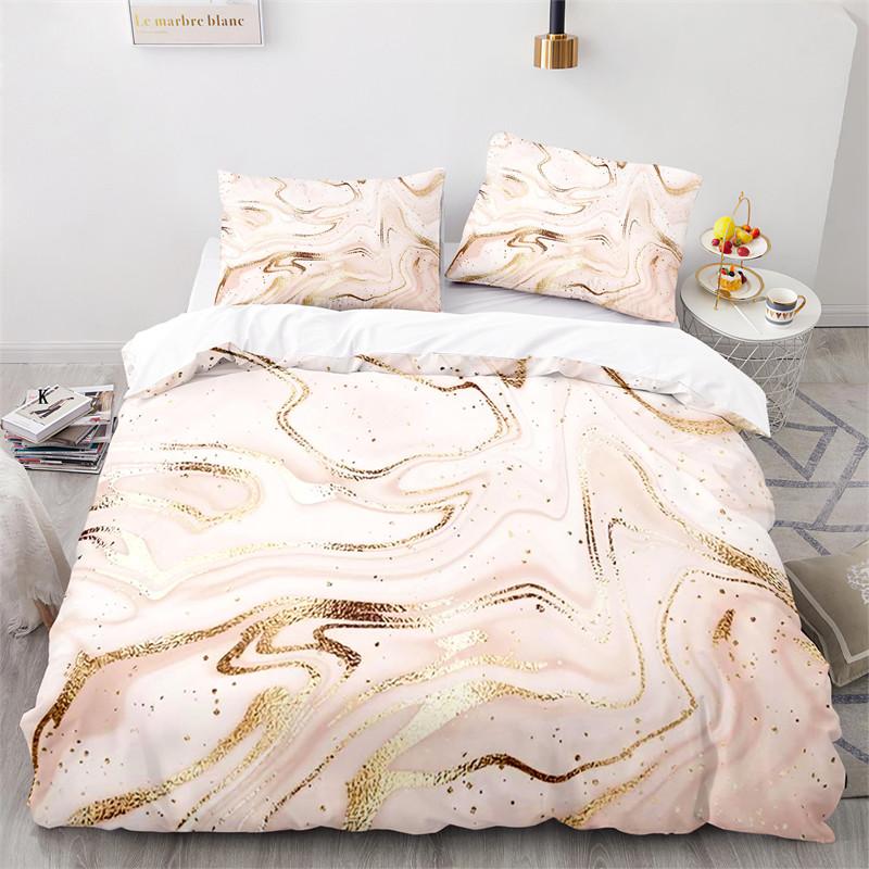 Comforter Colorful Marble Pattern Microfiber Geometric Art Abstract Bedding Set King Queen For Girls Kids Teens Room Decor