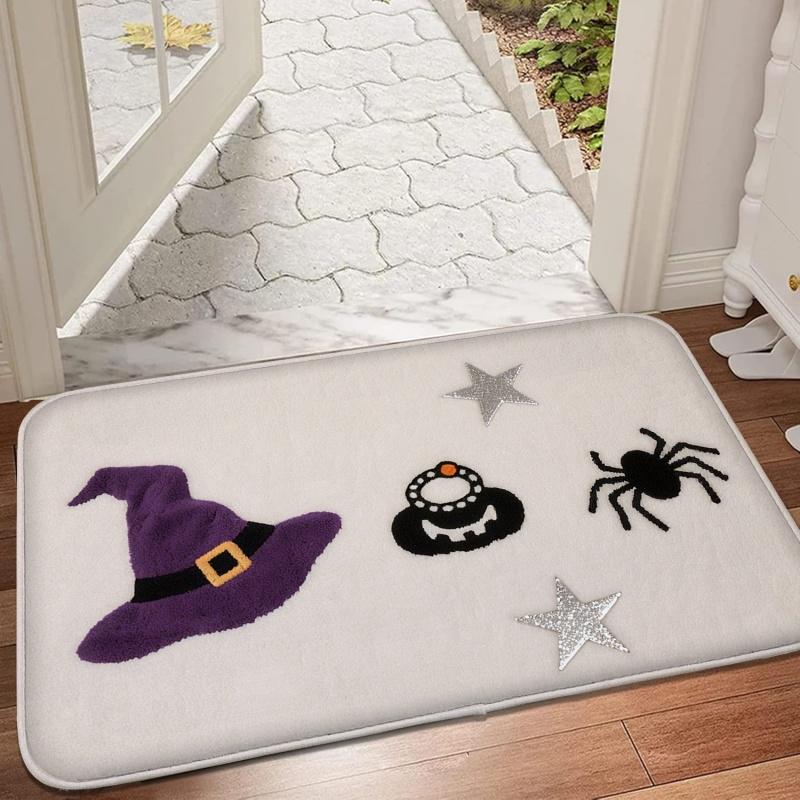 Pumpkin themed pattern, entrance mat, water absorbing foot mat, shower room, small carpet, anti slip mat, machine washable