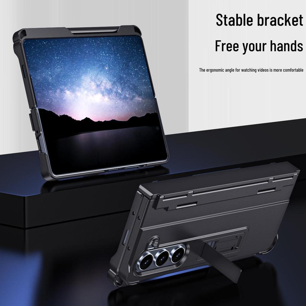 Compatible Samsung Z Fold 8 Protective Case with Film, Pen Holder, and Full Hinge Coverage