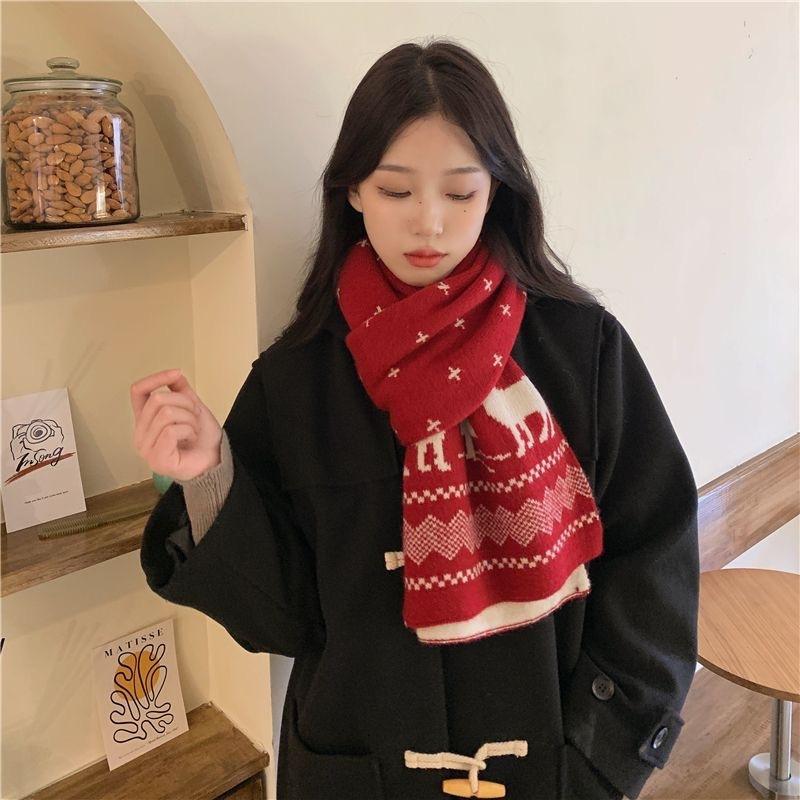 Christmas gift winter warm couple Han Elk scarf female style high value scarf for boyfriend finished product