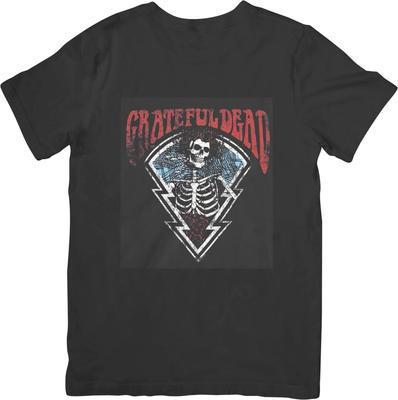 Música de Grateful Dead Ajuste Unisex para Hombres y Mujeres Camiseta de Algodón de Calidad Negra