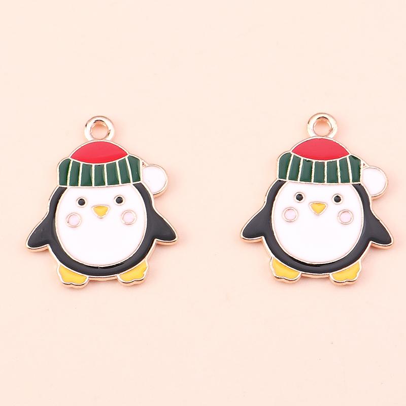 10pcs Enamel Christmas Tree Snowman Pendants Charms for Jewelry Making Earrings Necklace DIY Bracelet Accessories Supplies