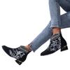 Übergröße Ethnische Bestickte Kurzstiefel mit Blockabsatz für Herbst und Winter Damenmode.