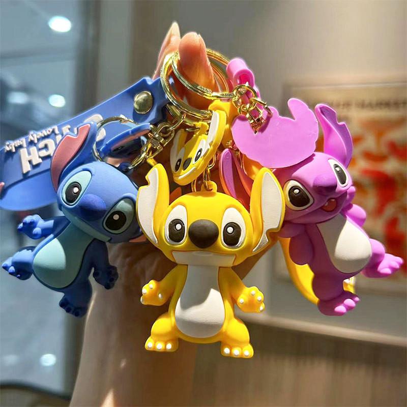Adorable Cartoon Stitch Keychain Cute Silicone Bag Charm Creative Car Key Ring