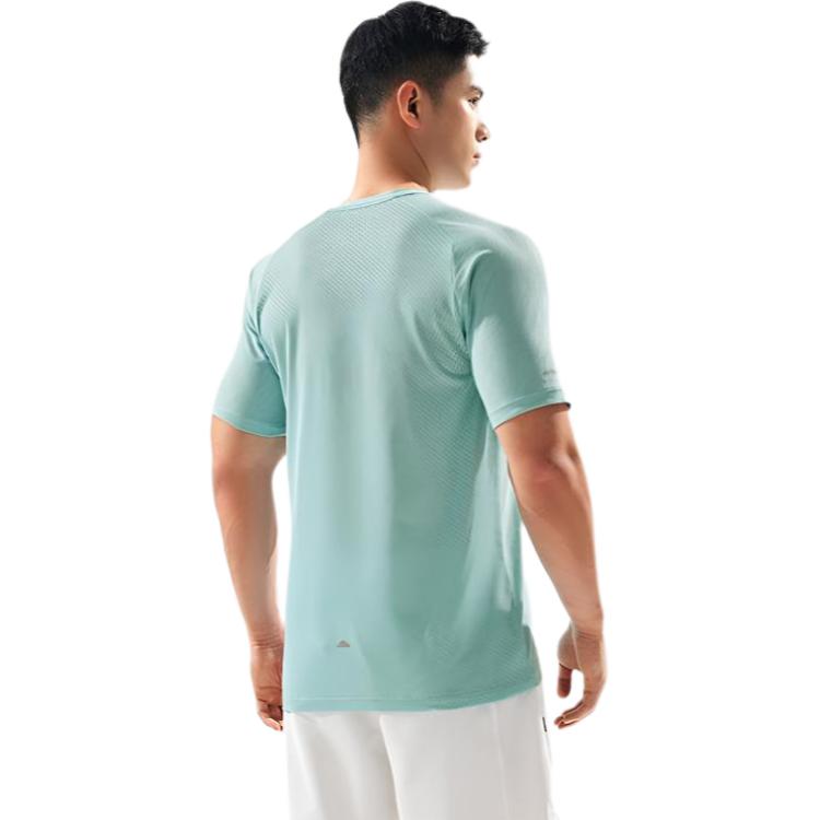 Li Ning Running Series Versatile Round Neck Letter Comfortable Simple Quick-Dry Short Sleeve T-Shirt Men Tops Sky-Blue ATSV367-4