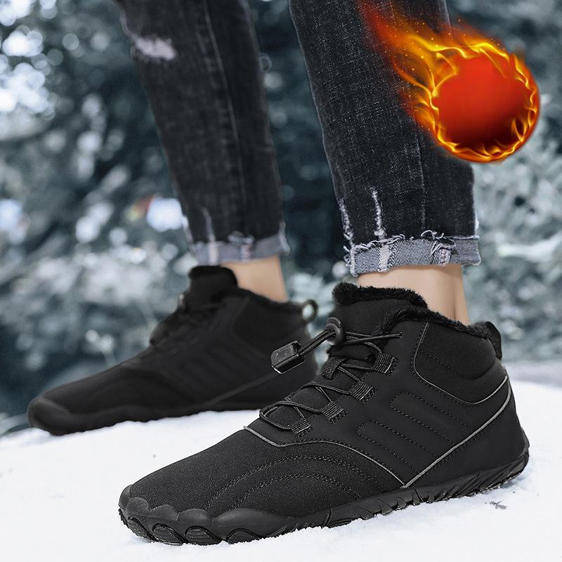 Men's Large Size Winter Warm Snow Boots Padded Lining Waterproof Ankle Boots Fur Integral Non-slip Hiking Sports Boots