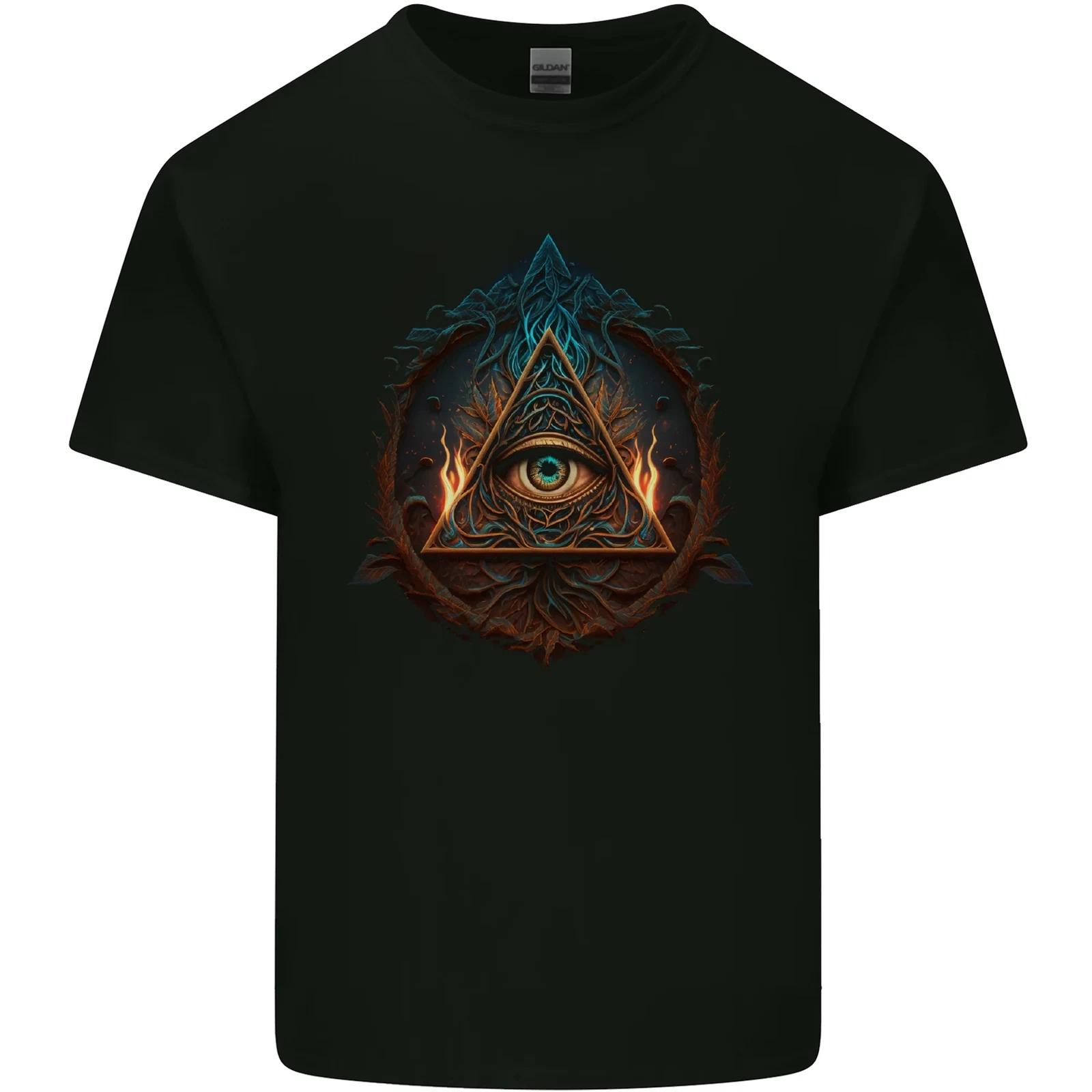 Illuminati Eye With Flames Conspiracy Fantasy Kids T-Shirt Childrens 4XL