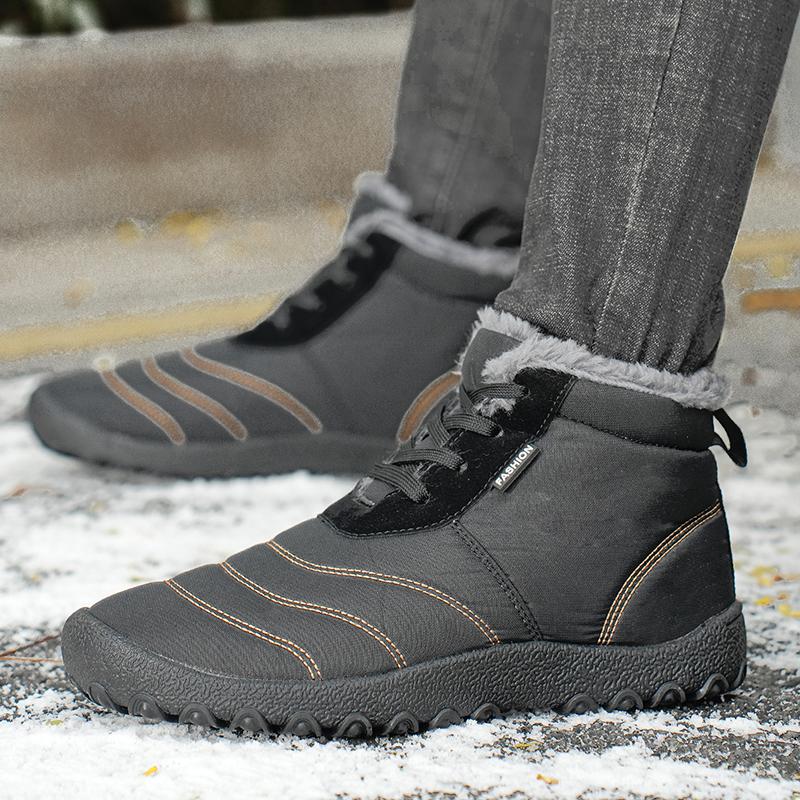 Autumn and Winter Men's Warm Cotton Boots Plus Cotton Goose Down Cotton Shoes Men's Snow Boots Thick Warm Shoes