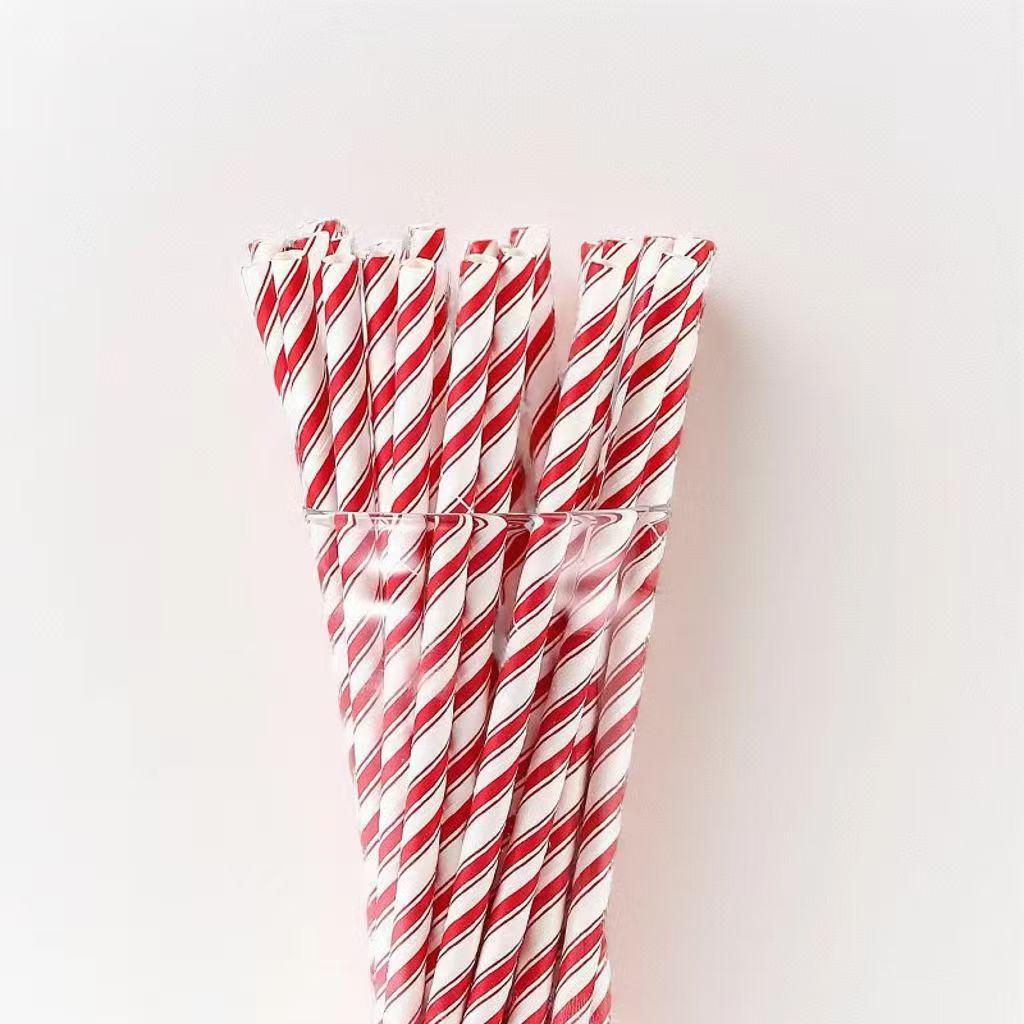 Individually Wrapped Biodegradable Striped Paper Straws