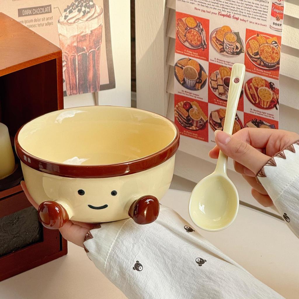 High-value Birthday Gift, Cute Fat Feet Instant Noodle Bowl, Ceramic Large-capacity Gift for Girls and Girlfriends, Practical Souvenir