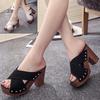 Elegant Suede Women's Sandals With Wedge Heels And High Platform Open Toe Design