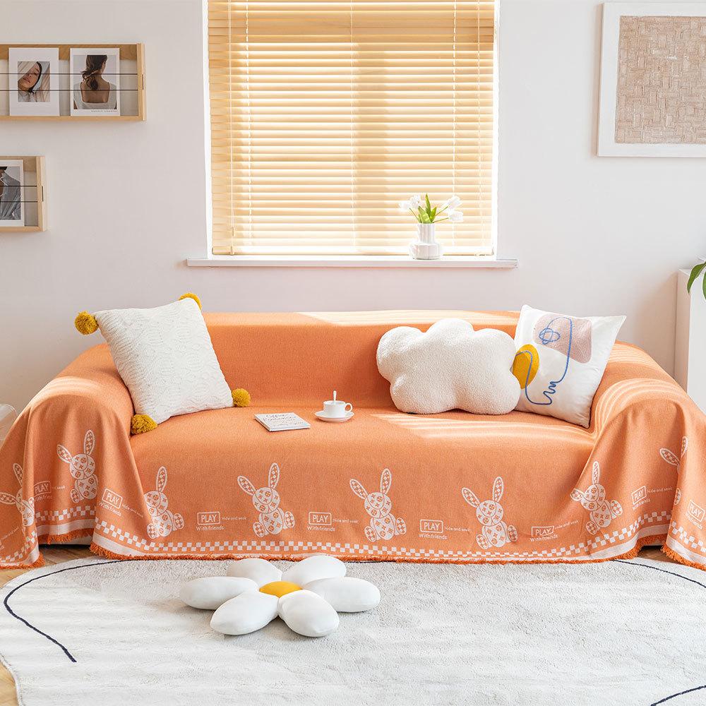 

Хлопковая нить, ткань для чехла для дивана, четыре сезона, универсальная, против царапин, с антипригарным покрытием, шерсть, мультяшный нефритовый заяц, простая универсальная, утолщенная, нескользящая. 180*200