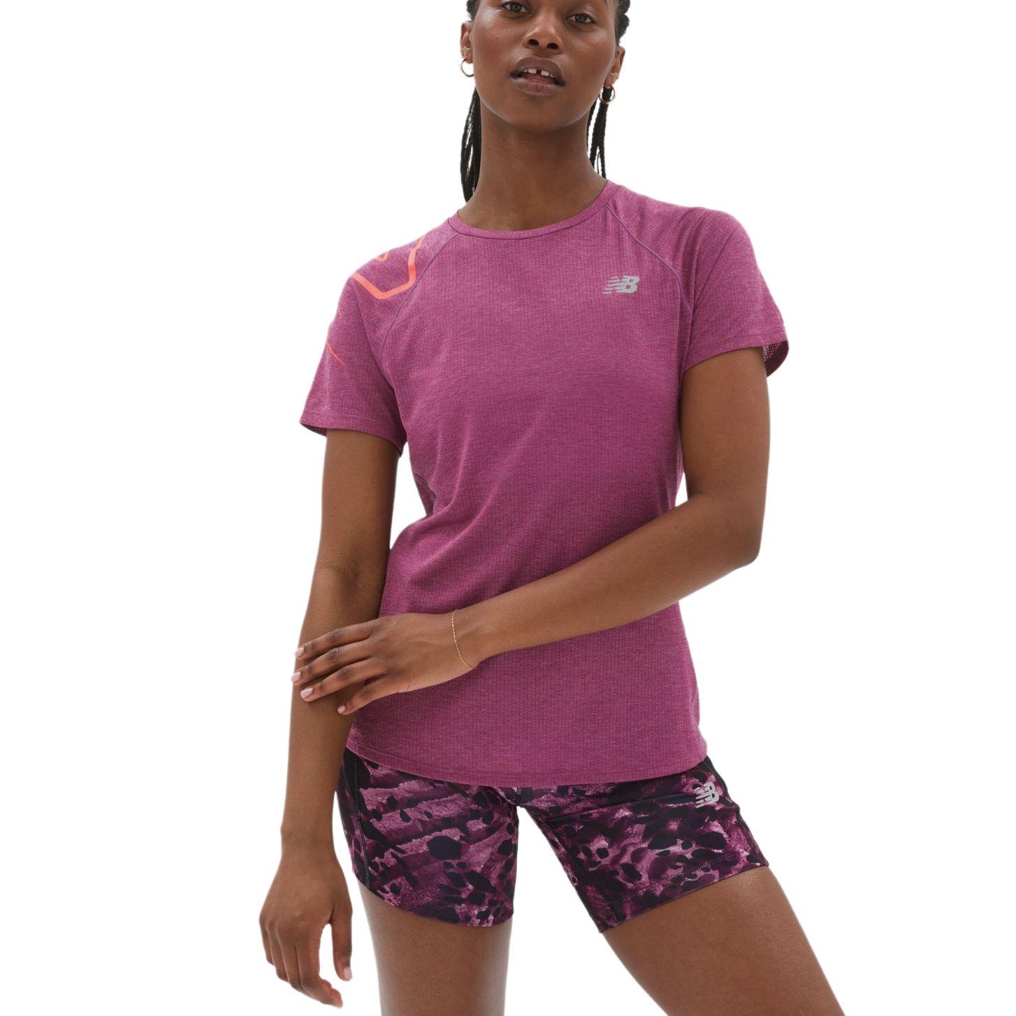 New Balance Flutter Sleeve T Shirt Women s Pink WT21263-RNH M