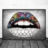 Posters Print Wall Art Painting Home Decor Sexy Women Red Lips Waterproof Canvas Paintings Picture for Living Room Decoration