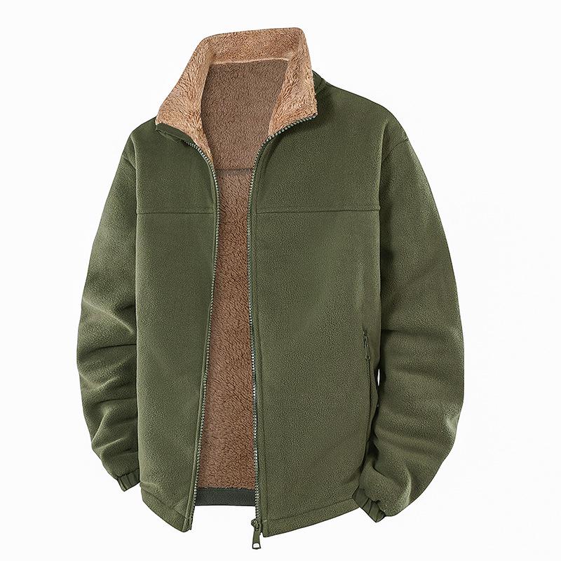 Men's Stand-up Collar Fleece Jacket: Thick Autumn/Winter Polar Fleece In Stock