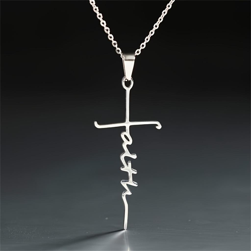 Cross Necklace Titanium Steel Wind Stainless Steel Jewelry Letter Faith Pendant