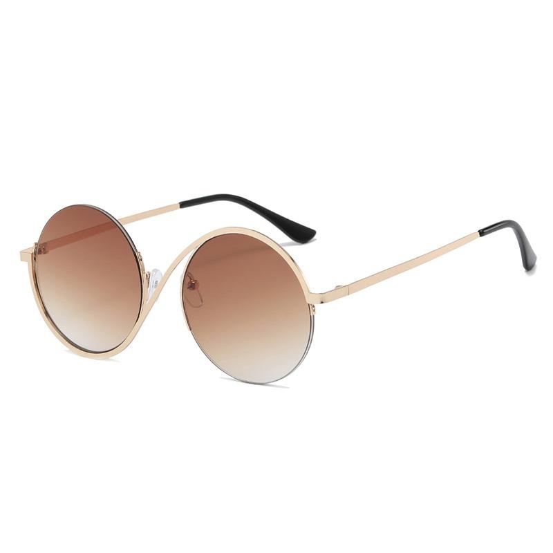 

New Half Frame Metal Frame Circular Sunglasses Man Fashion Sun Glasses Women S Luxury Brand Designer Eyewear Uv400 As shown in the figu