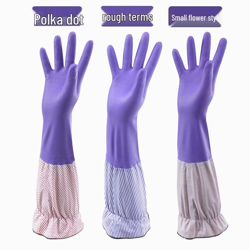 

Водонепроницаемые флисовые перчатки для уборки кухни с цветочным принтом, утолщенный ПВХ латекс для бытового использования