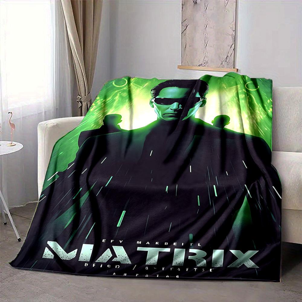 1pc The Matrix Flannel Throw Blanket - HD Printed Lightweight Soft Warm All-Season Blanket for Sofa, Bed, Travel, Camping 046