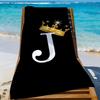 Black Golden Crown Letter Towel Sports Quick Dry Travel Camping Sandproof Soft Light Large Beach Towel