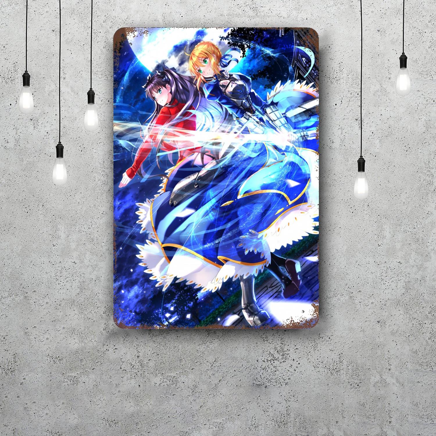 

saga fate anime Classic Poster Rusty Metal Plaque Retro Decorative Plate Bar Man Cave Garage Club Metal Sign Wall Decoration 20x30cm（7.8x11.8inch）