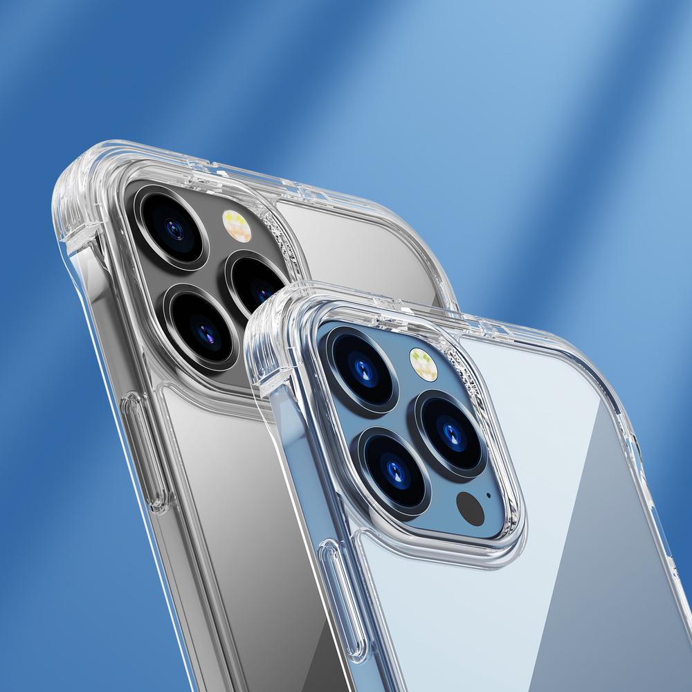 Case cover for iPhone 13 Pro Max armored case with hooks and stand transparent