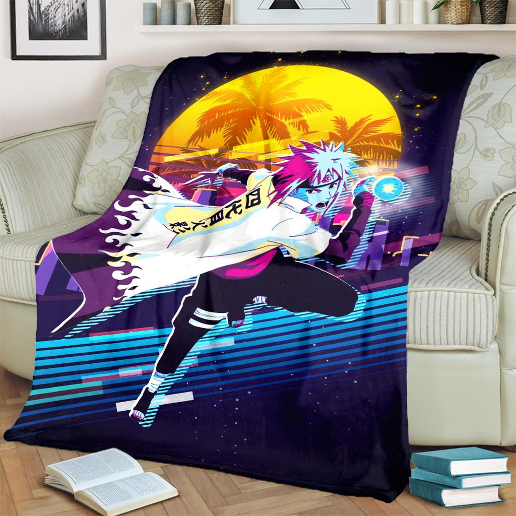 Anime-Naruto Print Blanket Warm Comfortable Flannel Blanket for Bedrooms, Sofas, Beds, Chairs, Picnics, Travel -LXR50