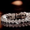 Fashion Women Zircon Crystal Roman Chain Clear Rhinestone Bangle Bracelet Gifts