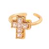 Anello in Rame Regolabile con Croce in Zirconia Colorata - Moda Lusso da Donna