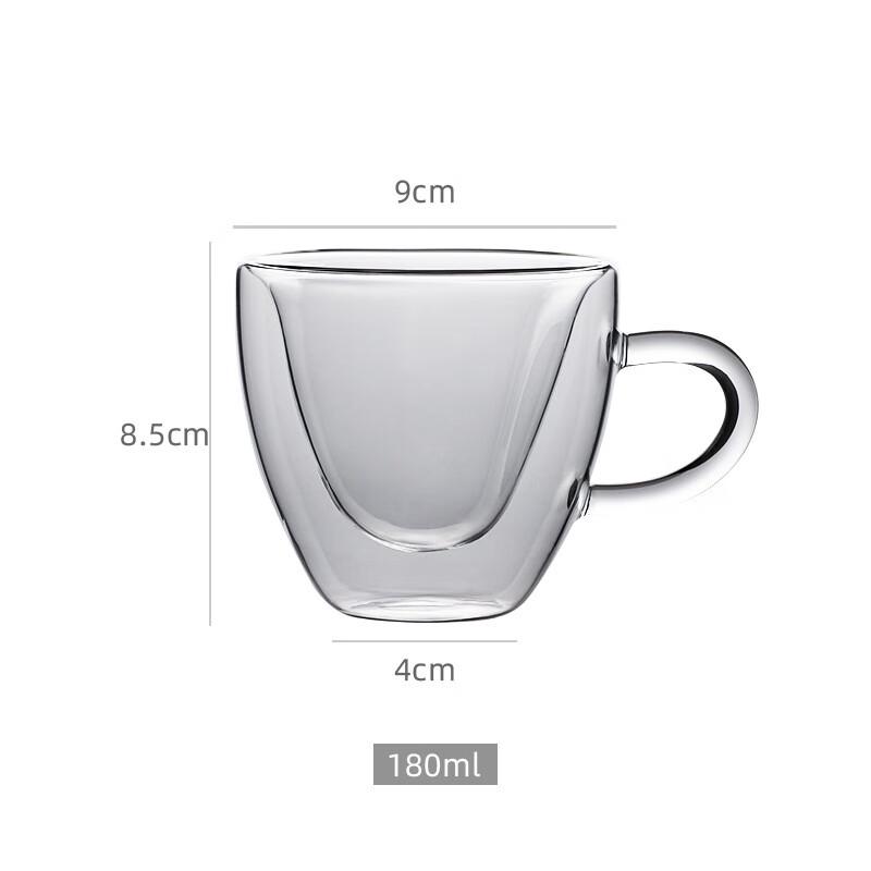 Heart Double-Wall Borosilicate Glass Mugs with Handle, 150ml Set of 2