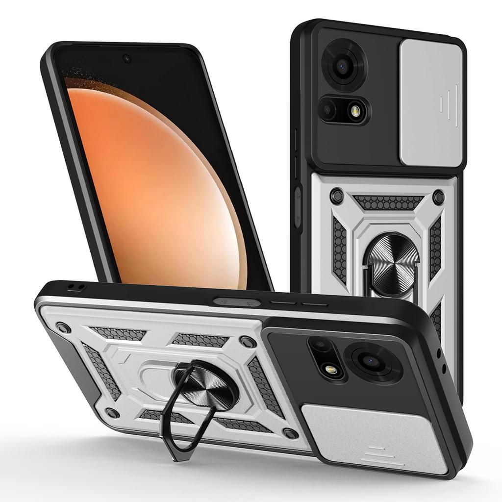 For TCL 50 LE Case with Slide Camera Lid PC+TPU Kickstand Phone Cover