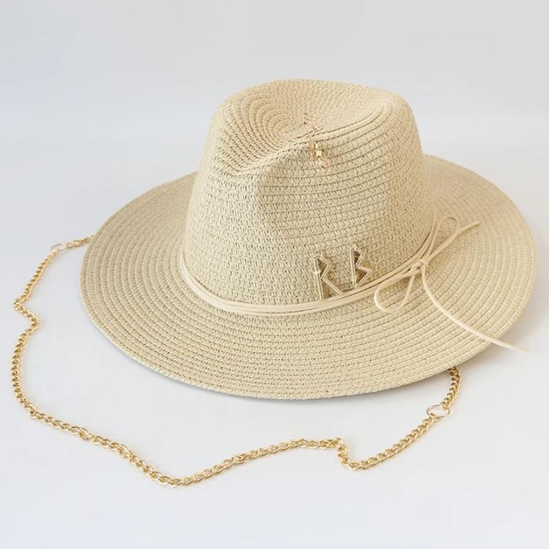 My Extreme Outdoor Activities Women's Big Size Summer Sun Protection Sun Hats Fashion Beach Straw Hat Luxury Grass Jazz Top Panama Hat 60Cm Large Head 59-60Cm