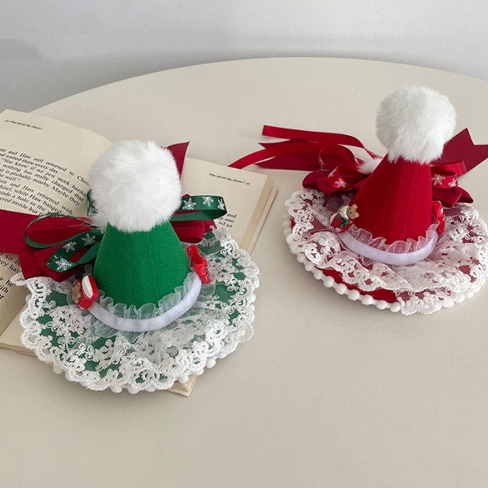 Vánoční formální klobouk Dětský vánoční klip do vlasů Mašle Vánoční klobouk Čelenka Dětský