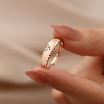 Geometric Zircon Ring Women's Simple Light Luxury Fashion Open Ring Temperament