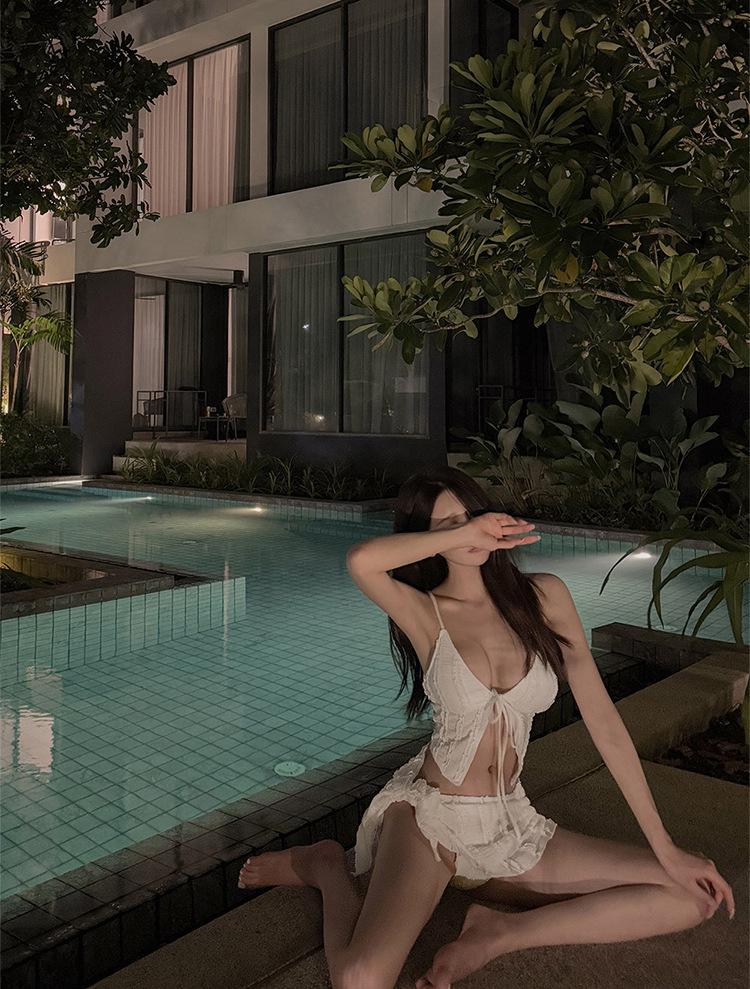 Korean Style High-End Three-Piece Bikini Set - Exquisite Pure Desire Swimwear for Women