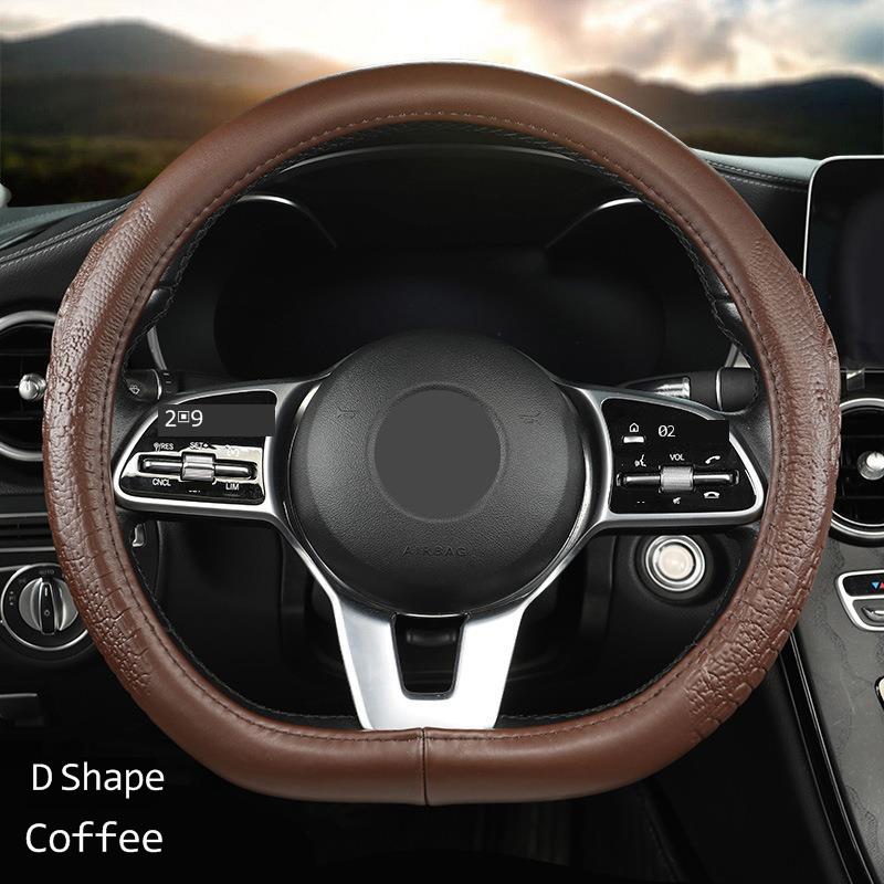 Crocodile Grain Steering Wheel Cover Rear Leather Protective Case Car Steering Wheel Universal Alligator Handle Cover D
