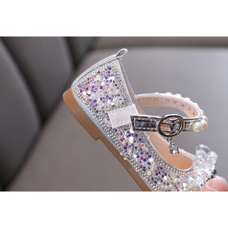 Autumn new style ladylike baby girl girls' princess rhinestone pearl flat shoes, leather shoes, dance performance shoes