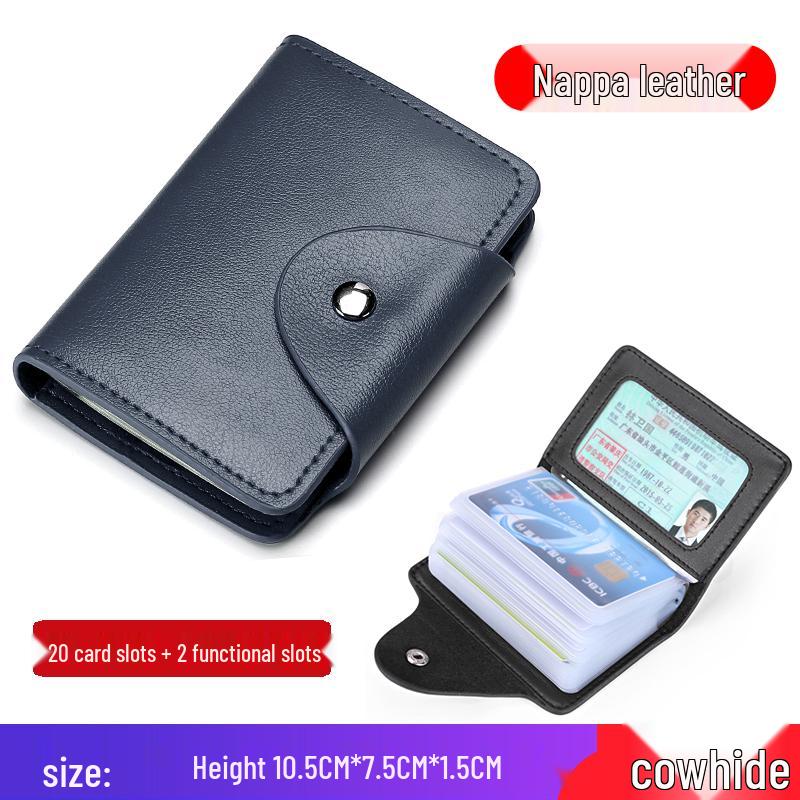 Dames Stijlvolle Kaarthouder van Rundleer met Meerdere Vakken voor Zakelijke Kaarten, Creditcards en Rijbewijs
