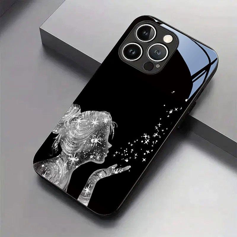 Star Dust Girl Tempered Glass Phone Case Suitable for iPhone17 16 15 14 13 12 11Pro/Max/Plus Anti Drop and Anti Shock Back Cover