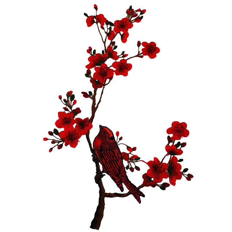 1PC Cloth Stickers For Cheongsam Plum Blossom DIY Water-soluble Sewing Accessories Applique Patch Embroidery Flower Dancing Bird