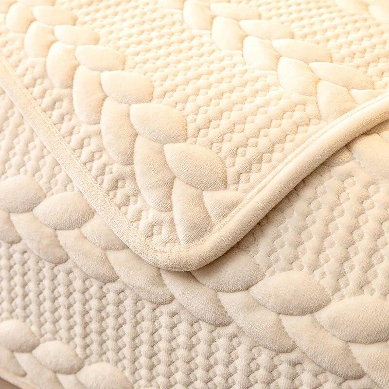 Plüsch-Sofabezüge mit 3D-Muster im nordischen Stil für das Wohnzimmer, Winter-Sofabezug aus massivem Jacquard, rutschfeste Couchkissen in L-Form