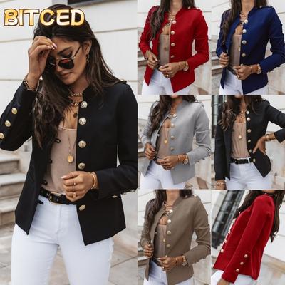 Damen Vintage Lässige Einfarbige Print Herbst Winter Langarm POLO-Kragen Jacke Internationale Designs & Mäntel