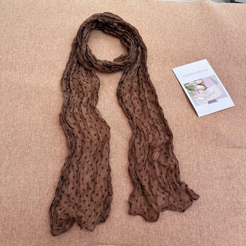 Sunscreen Shawls Polka Dot Scarf Wrinkle Twisted Chiffon Scarf Pleated Scarves  Air Conditioner Use