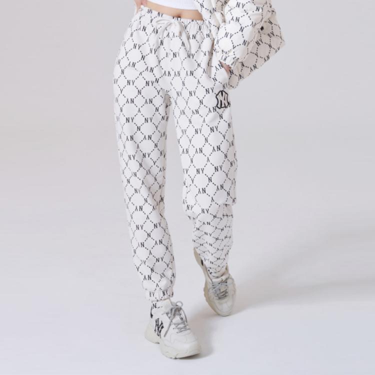 New MLB Old Flower Knitted Sweatpants Unisex Beige 3APTM0114-50CRS